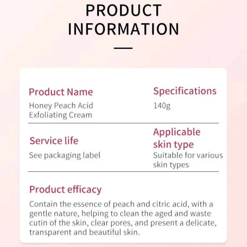 Bioaqua Peach Extract Fruit Acid Exfoliating Face Gel Cream